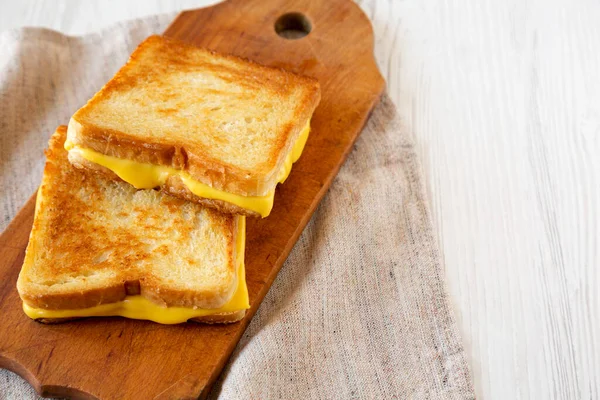 Homemade Grilled Cheese Sandwich Rustic Wooden Board Low Angle View — Stock Photo, Image