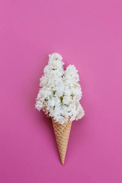 Ice cream cone with flowers.