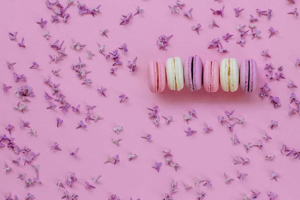 Macarrones y lilas de colores . — Foto de Stock