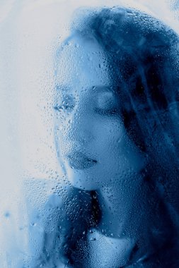 Pencerenin yanındaki mavi renkli güzel kadın..