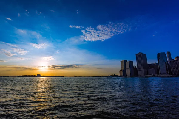 Dolny Manhattan Zachodzie Słońca Nowy Jork Usa — Zdjęcie stockowe