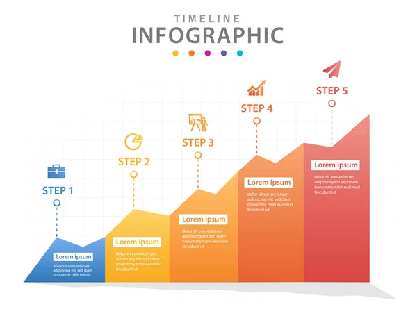 Infografische Vorlage Für Unternehmen Schritte Modernes Timeline Diagramm Mit Diagrammen — Stockvektor