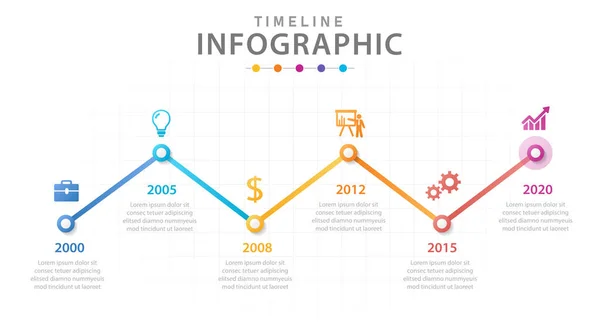 Szablon Infograficzny Dla Biznesu Kroków Nowoczesny Diagram Mindmap Liniami Infografika — Wektor stockowy