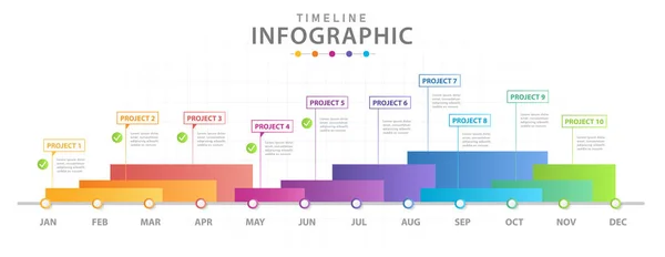 Infografikus Üzleti Sablon Lépések Modern Idővonal Diagram Körökkel Bemutató Vektor — Stock Vector