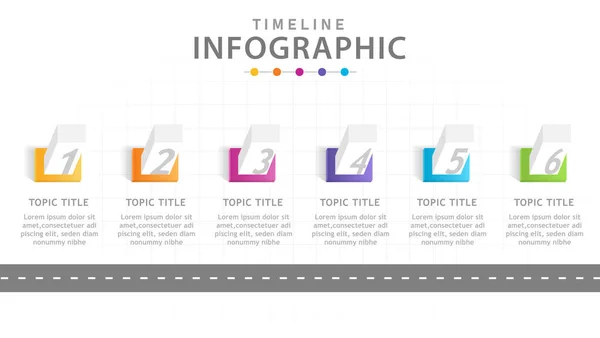 Infografische Vorlage Für Unternehmen Schritte Modernes Timeline Diagramm Mit Kreisen — Stockvektor