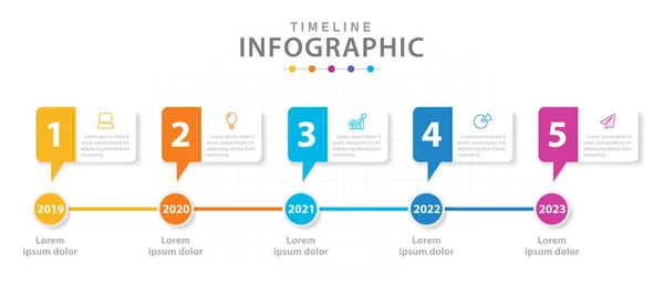 Infografische Vorlage Für Unternehmen Schritte Modernes Timeline Diagramm Mit Kreisen — Stockvektor