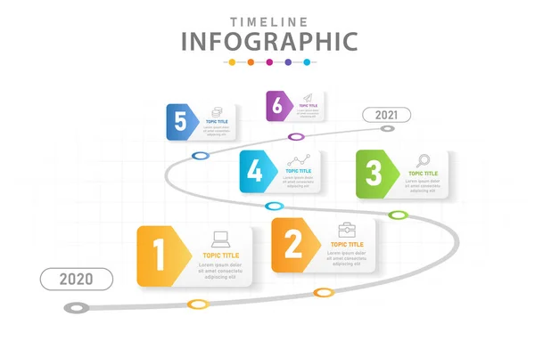 Infografische Vorlage Für Unternehmen Schritte Modernes Timeline Diagramm Mit Roadmap — Stockvektor