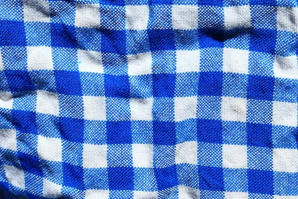 Blue Checkered Fabric Blue White Checkered Fabric Textiles Plaid Tablecloths — Stock Photo, Image
