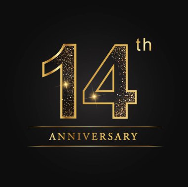 yıldönümü, evlilik yıldönümlerinden, 14 yıl yıldönümü kutlama logo. 14 yıldönümü logosu