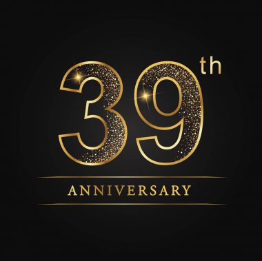 yıldönümü, evlilik yıldönümlerinden, 39 yıl yıldönümü kutlama logo. 39 yıldönümü logosu
