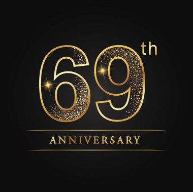 yıldönümü, evlilik yıldönümlerinden, 69 yıl yıldönümü kutlama logo. 69 yıldönümü logosu