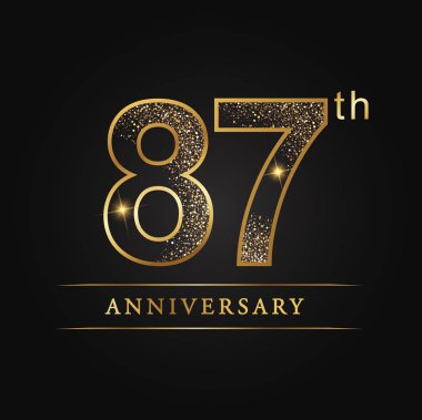 yıldönümü, evlilik yıldönümlerinden, 87 yıldönümü kutlama logo. 87 yıldönümü logosu. 