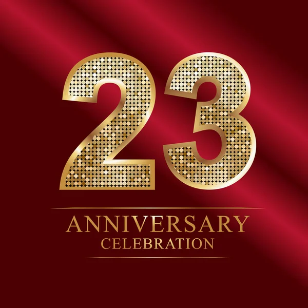 Mosaïque Dorée Brillante Style Boule Disco Logo 23E Anniversaire Fond — Image vectorielle