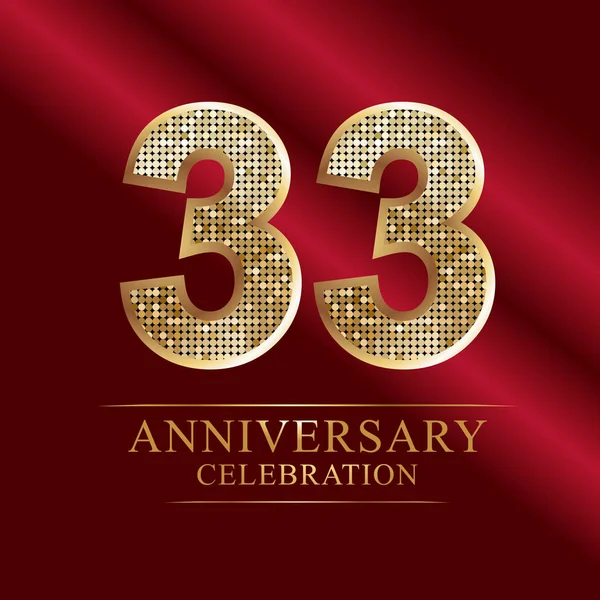 Mosaïque Dorée Brillante Style Boule Disco Logo 33E Anniversaire Fond — Image vectorielle