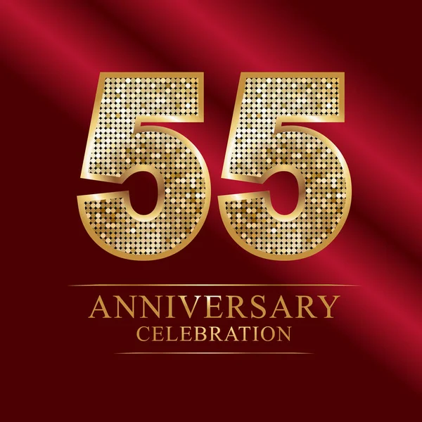 Mosaïque Dorée Brillante Style Boule Disco Logo 55E Anniversaire Fond — Image vectorielle