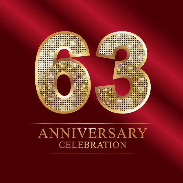 周年纪念庆祝标识 第六十三周年纪念标志迪斯科号码 — 图库矢量图片