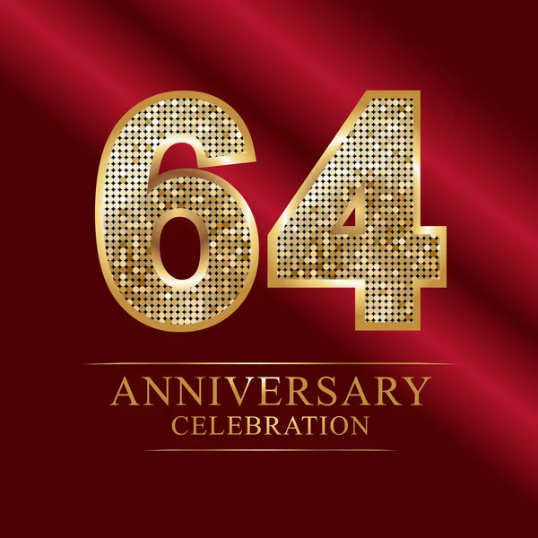 周年纪念庆祝标识 第六十四周年纪念标志迪斯科号码 — 图库矢量图片