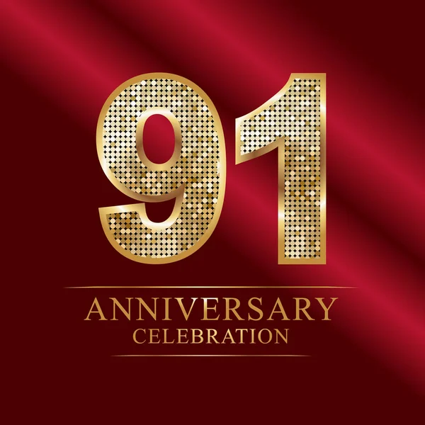 周年纪念庆祝标识 第九十一周年纪念标志迪斯科号码 — 图库矢量图片