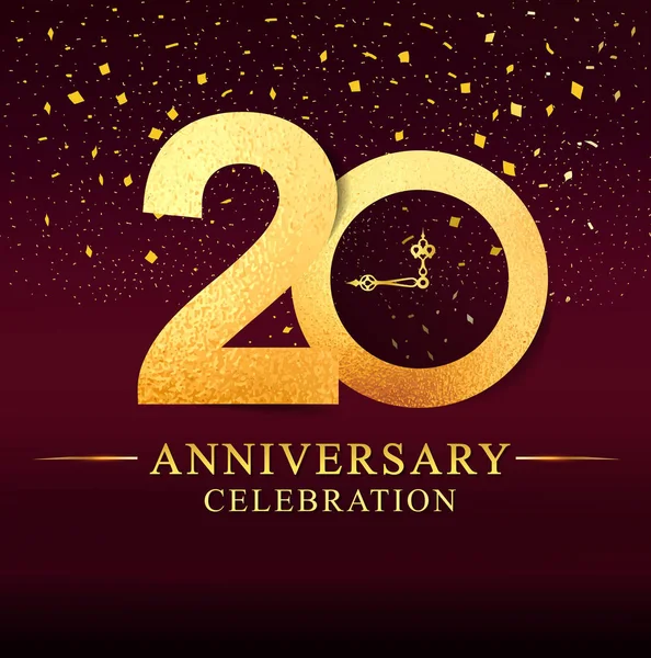 Logotipo Celebración Años Logo Aniversario Con Dorado Sobre Fondo Rosa — Vector de stock