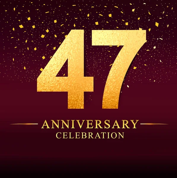 47年周年纪念以金黄和在深粉红色背景 邀请卡 贺卡的矢量设计 — 图库矢量图片