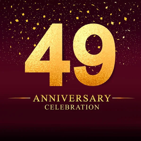 Años Aniversario Logotipo Celebración 49Th Years Logo Con Fondo Dorado — Vector de stock