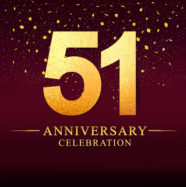 Años Aniversario Logo Celebración 51St Years Logo Con Fondo Dorado — Archivo Imágenes Vectoriales