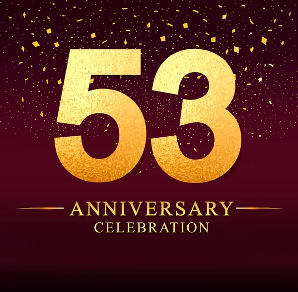 53年纪念日 庆祝标识第五十三年 标志与金黄和在黑暗的粉红色背景 载体设计为邀请卡片 问候卡片 — 图库矢量图片