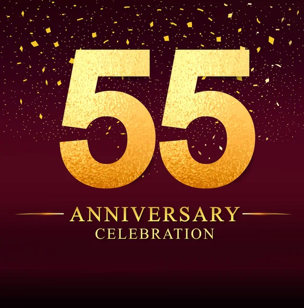 Años Aniversario Logotipo Celebración 55Th Years Logo Con Fondo Dorado — Vector de stock