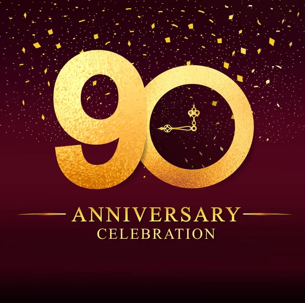 Jaar Jubileum Viering Logo Verjaardagslogo Met Gouden Donkere Roze Achtergrond — Stockvector