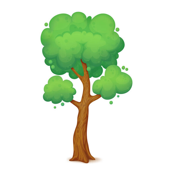 Cartoon tree with curved trunk