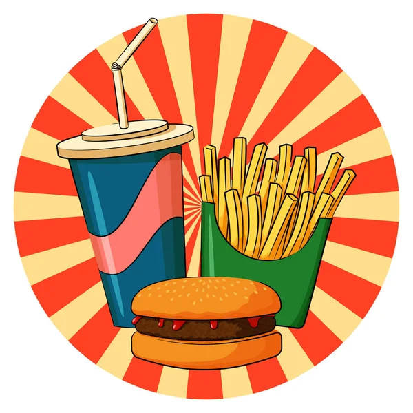 Cartoon fastfood lunch — Stockvector