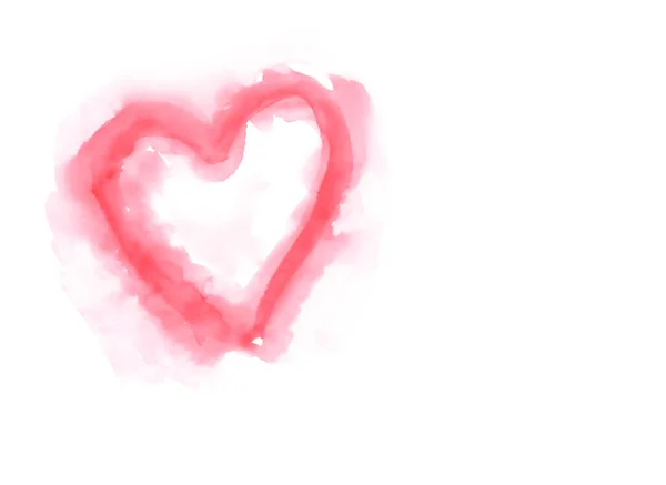 Акварель розовое сердце, нарисованное на белом фоне — стоковое фото