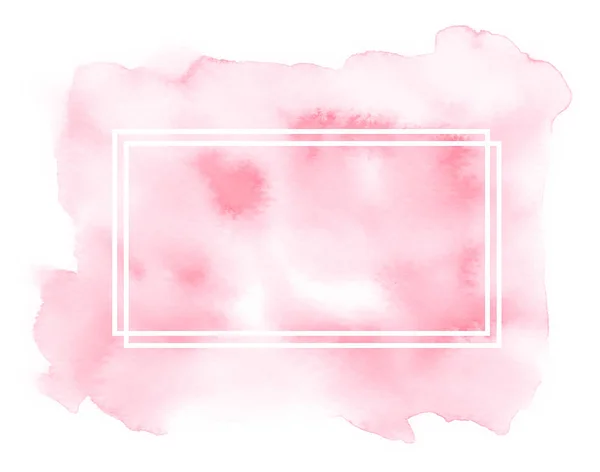 Абстрактный розовый акварельный фон с белой геометрической рамкой . — стоковое фото