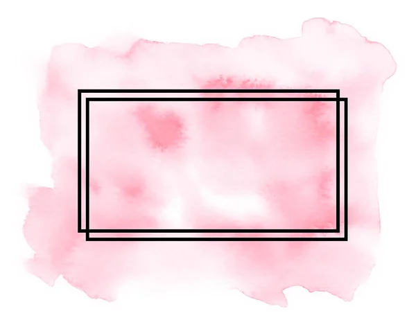 Абстрактный розовый акварельный фон с черной геометрической рамкой . — стоковое фото