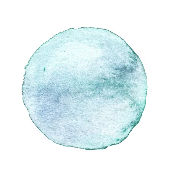Close up of a aquamarine watercolor stain on a white background — Stock Photo, Image
