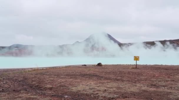 Геотермальна Область Hot Spring Steam Над Вулканічним Ландшафтом Kerlingarfjoll Geotermal — стокове відео