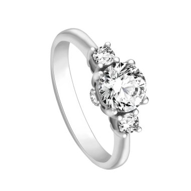 (Beyaz arka plan üzerinde Pırlantalı altın yüzük)