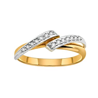 (Beyaz arka plan üzerinde Pırlantalı altın yüzük)