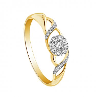 (Beyaz arka plan üzerinde Pırlantalı altın yüzük)