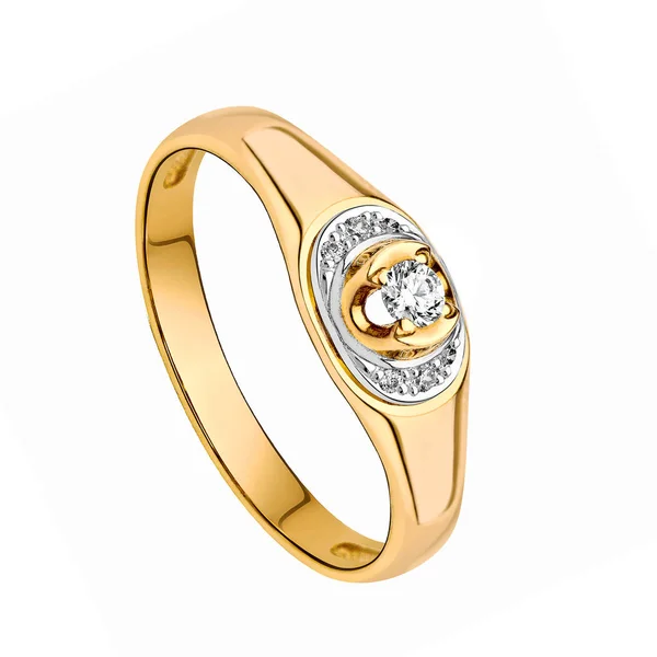 Ring Van Goud Met Diamanten Witte Achtergrond — Stockfoto