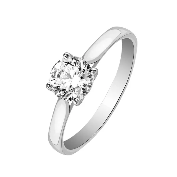 Bague Avec Diamants Sur Fond Blanc — Photo