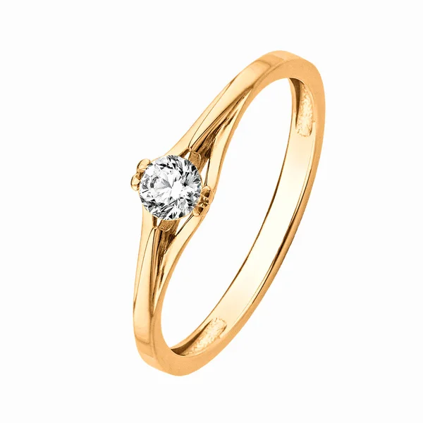Ring Van Goud Met Diamanten Witte Achtergrond — Stockfoto