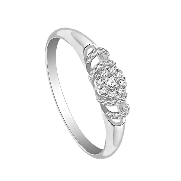Ring Aus Gold Mit Diamanten Und Amethyst Auf Weißem Hintergrund — Stockfoto