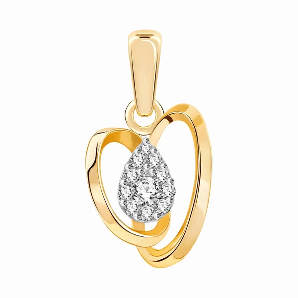 Pingente Ouro Com Diamantes Ametista Sobre Fundo Branco — Fotografia de Stock
