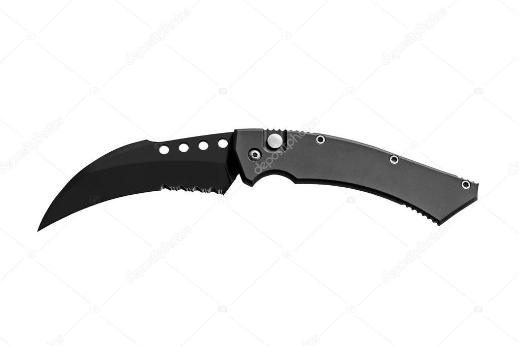 Folding knife on an isolated background