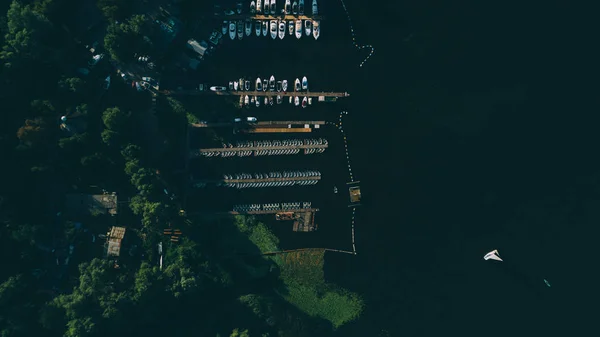 桟橋の空撮 ボート 水の輸送 キエフ ウクライナ — ストック写真
