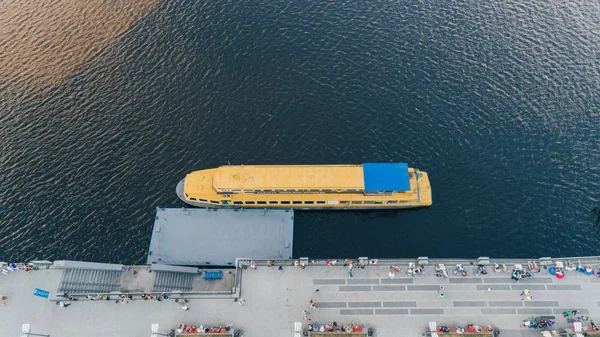 Kiev Oekraïne Juni 2017 Rivier Station Luchtfoto Van Het Schip — Stockfoto