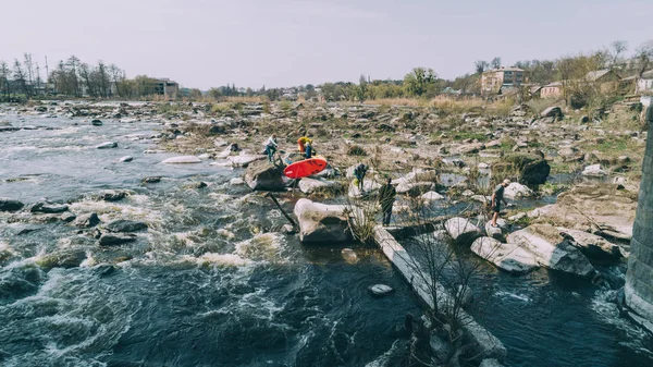 Ποταμός Ros Απριλίου 2018 Deshki Ουκρανία Αεροφωτογραφία Από Τις Πέτρες — Φωτογραφία Αρχείου