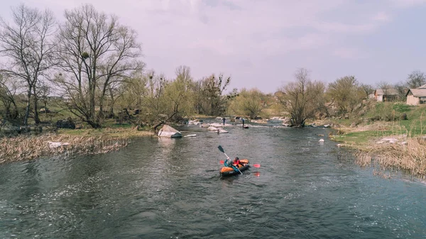 Rivière Ros Avril 2018 Deshki Ukraine Voyage Kayak Vue Aérienne — Photo