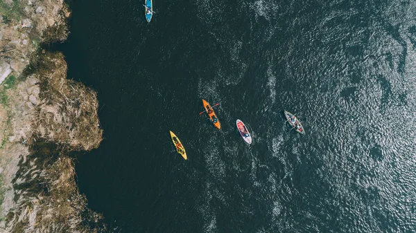 Rio Ros Abril 2018 Deshki Ucrânia Passeio Caiaque Vista Aérea — Fotografia de Stock